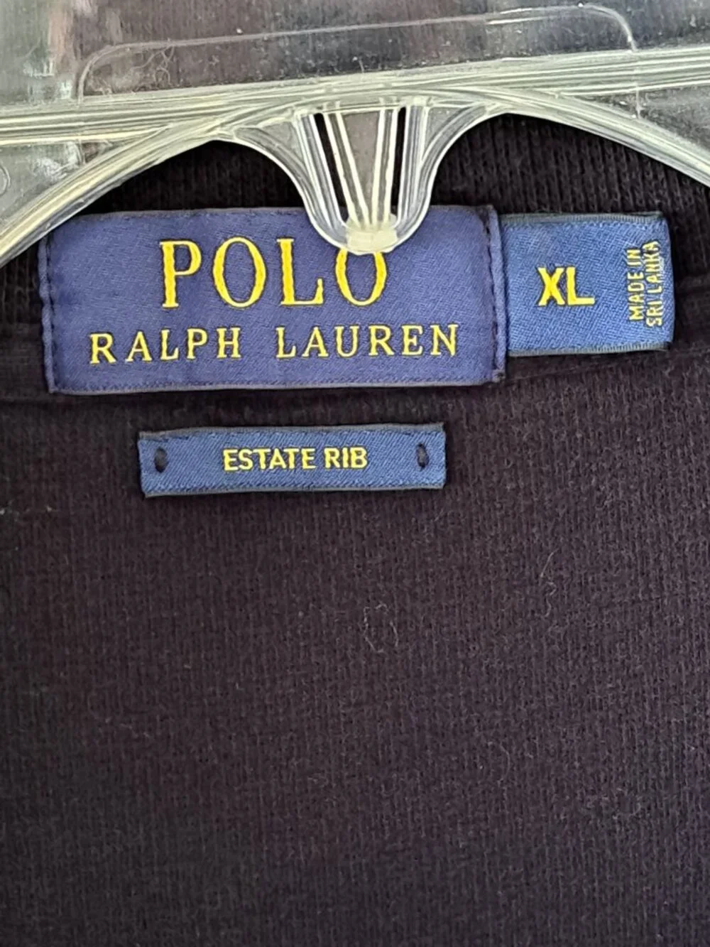 Polo Ralph Lauren Estate Rib Quarter-Zip Pullover XL Black  Cotton Mens Sweater